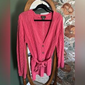 Y2K Vintage Linen Blend Eddie Bauer Fishermen Cable-Knit V-Neck Coastal Grandma